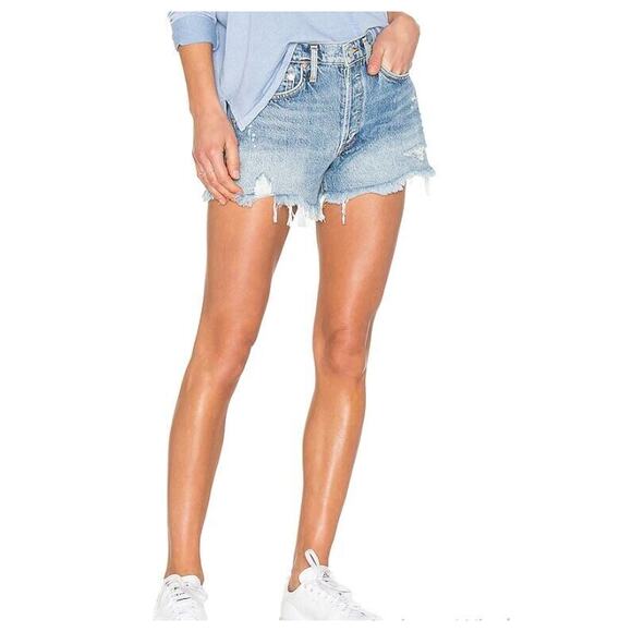 Agolde Sz 30 Parker Vintage Cut Off Distressed Button Fly Denim Shorts - Picture 1 of 11